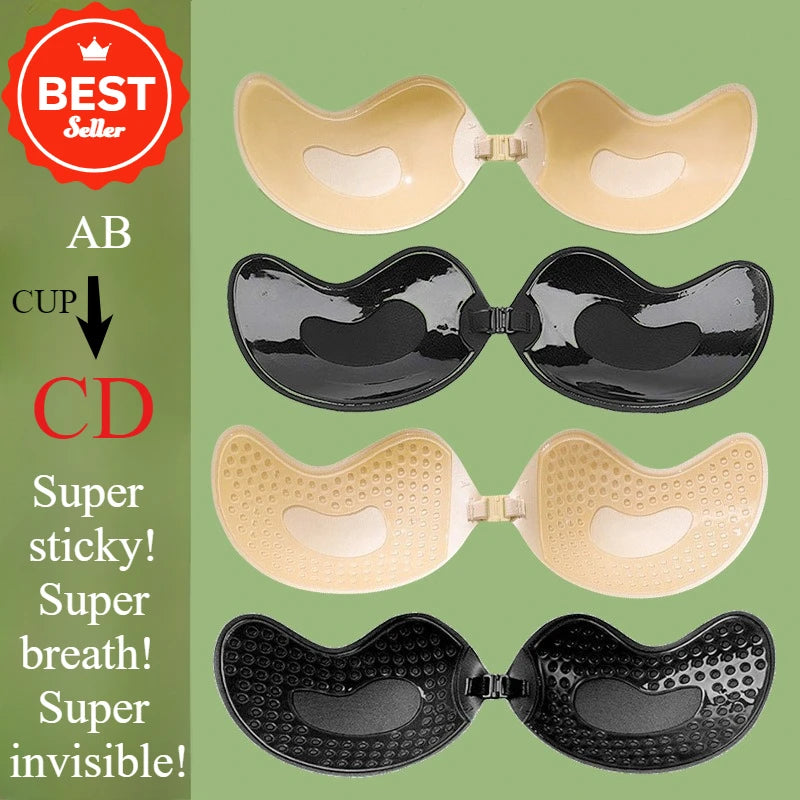 Magic Invisible Padded Sticky Bra Breathable Wear - Beige & Black Colors for A Comfortable Supportive Seamless Design